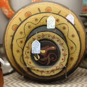 Tole Painted Wooden Plate Set